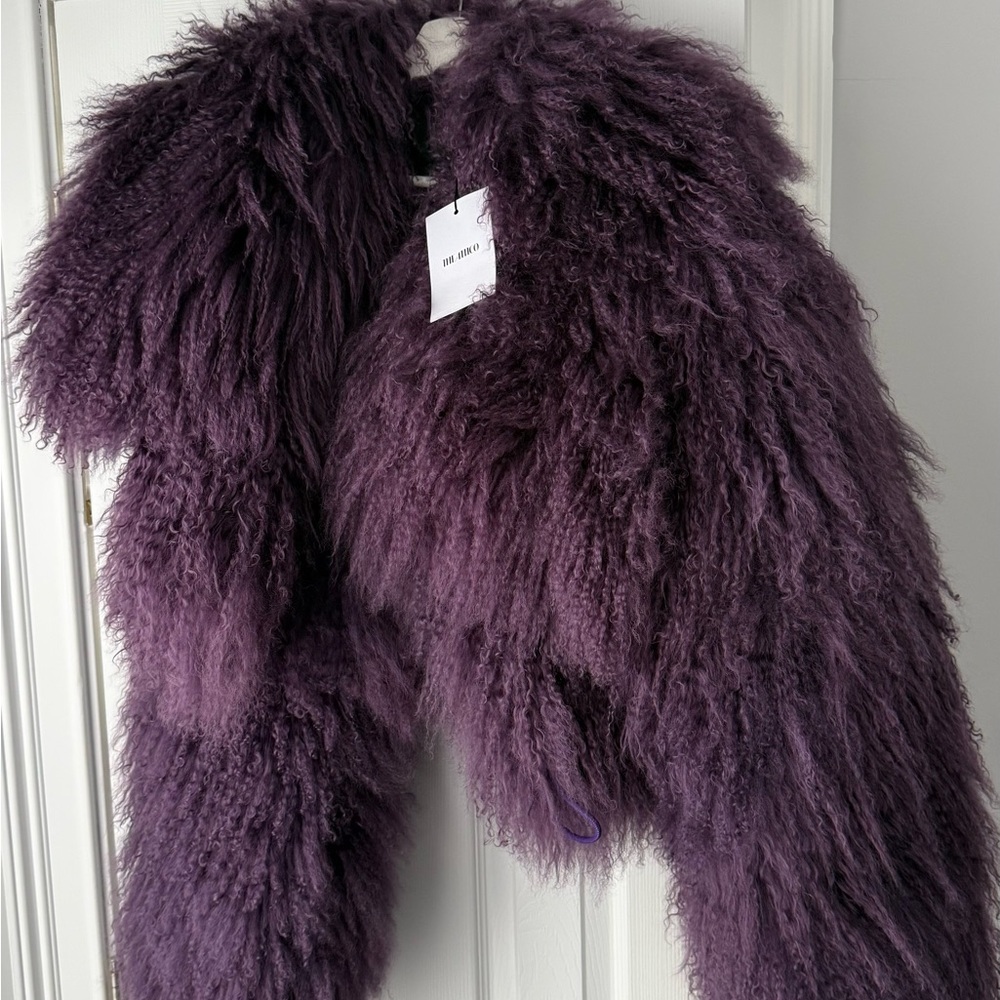 The Attico Deep Purple Mongolian Fur Teddy Jacket